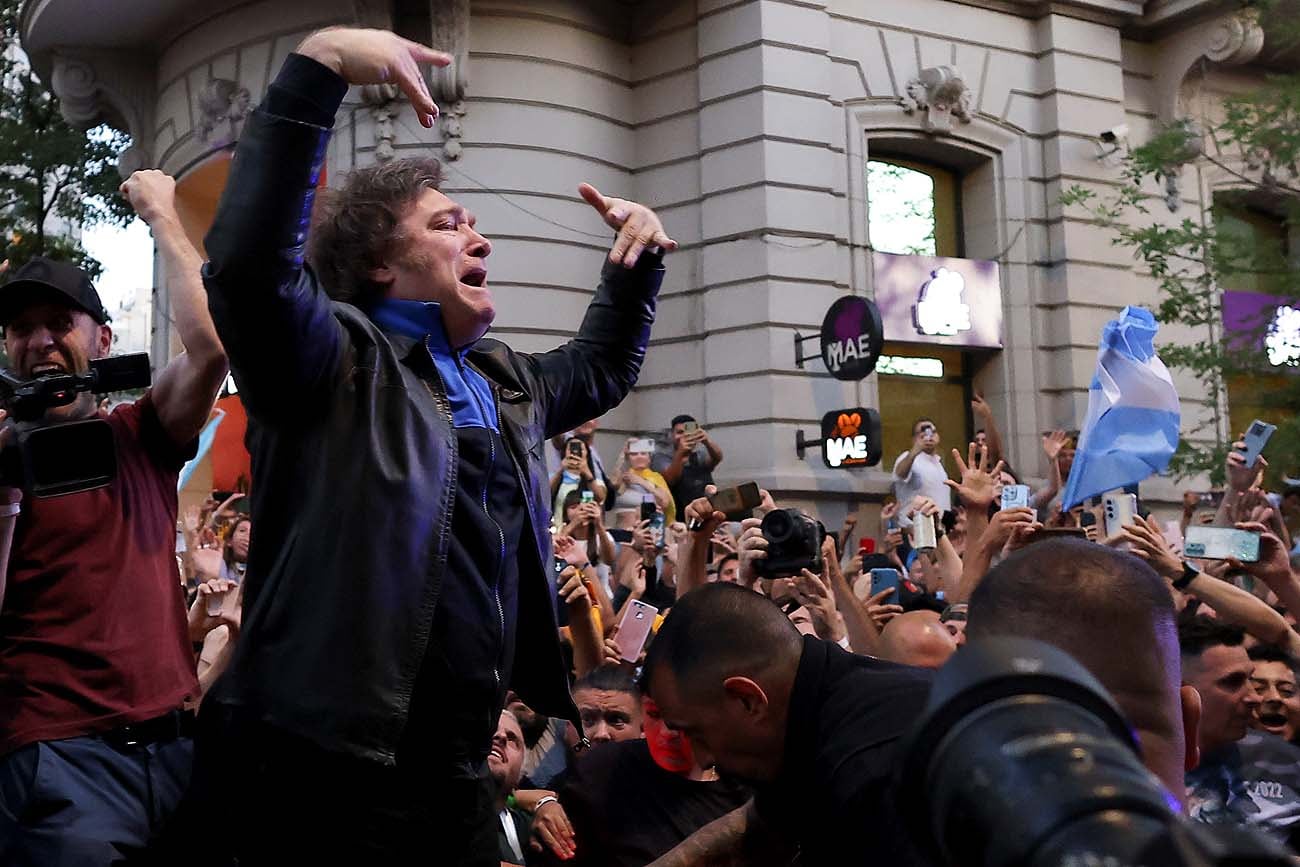 Javier Milei en el cierre de la campaña electoral presidencial 2019 en la ciudad de Córdoba. (AP)