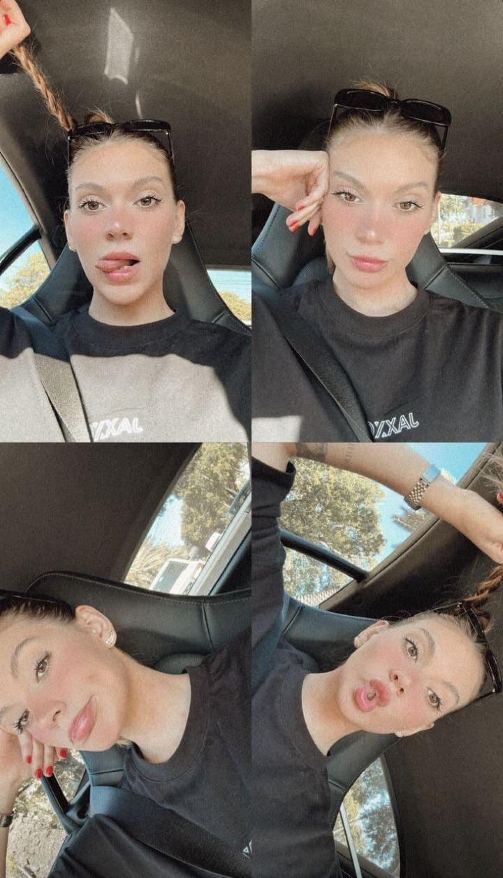 El collage de Sasha Ferro con su look natural.