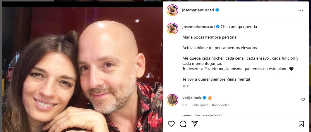 El mensaje de José María Muscari para despedir a María Socas