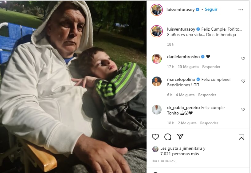 Luis Ventura y un tierno posteo para su hijo.