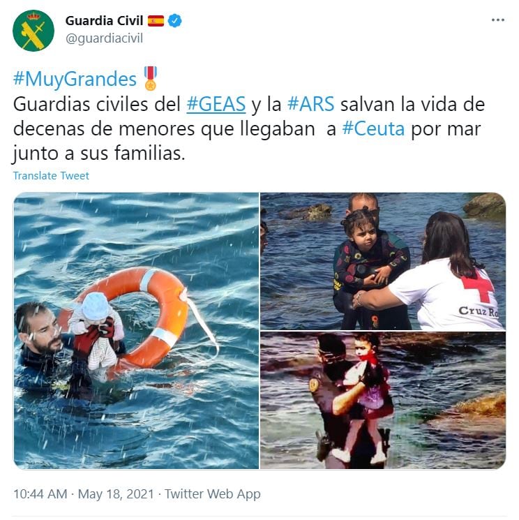 El tuit de la Guardia Civil