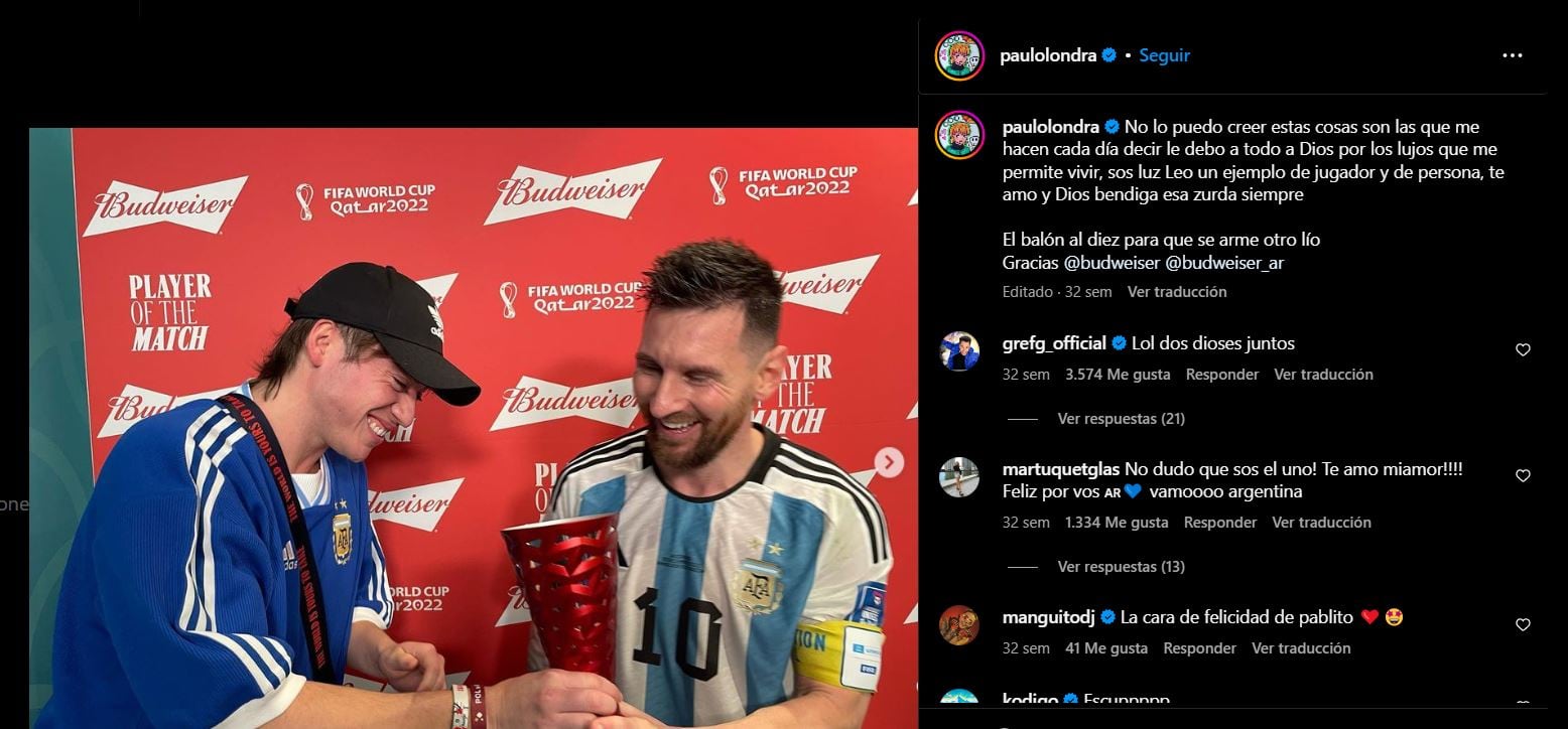 Paulo Londra junto a Leonel Messi