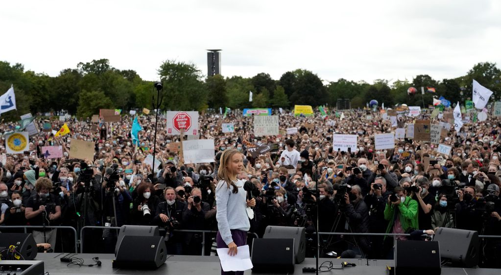 La activista Greta Thunberg participó de la marcha realizada en Glasgow. (AP)
