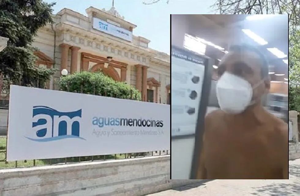 Un vecino protestó en las oficinas de Aguas Mendocinas, desnudo reclamando que hacía cuatro días no se podía bañar por la falta del suministro.
