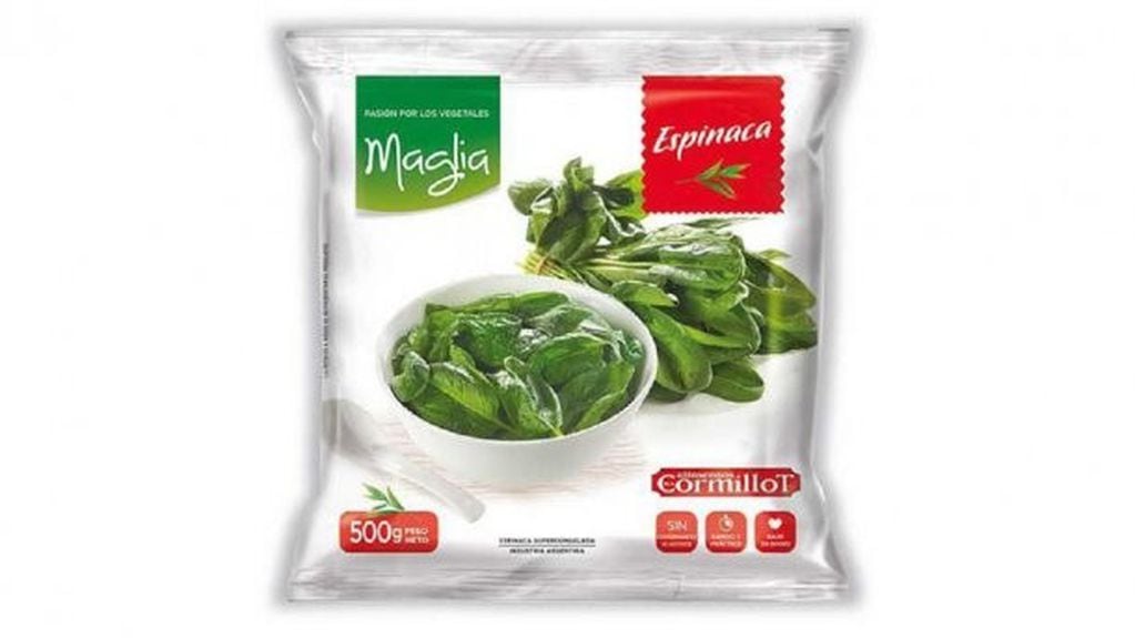 La Espinaca Supercongelada, marca Maglia Alimentos Cormillot, fue sacada de circulación por la Anmat.