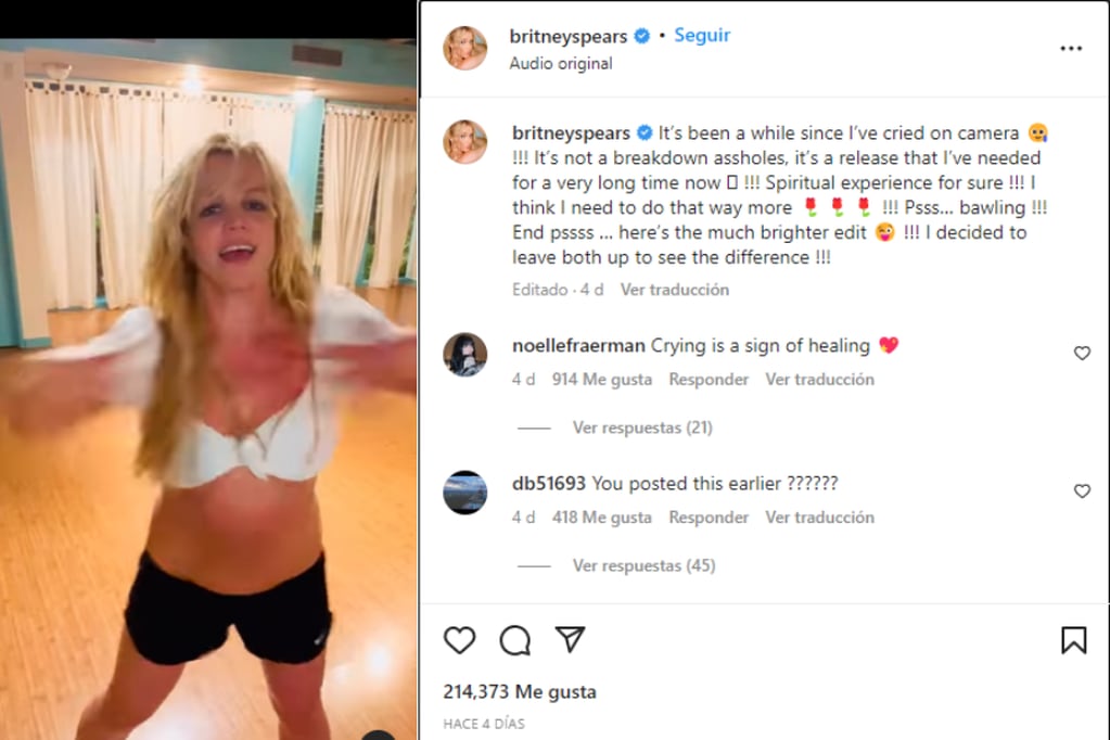 Britney habló sobre su video llorando.