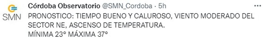 Este domingo, pronóstico de mucho calor en Córdoba.