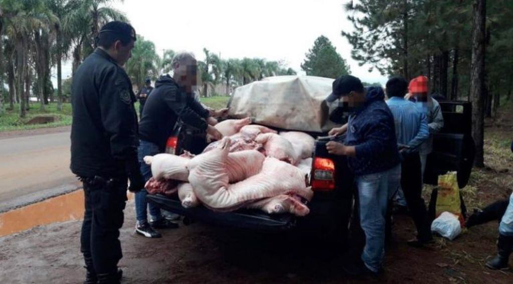 Carne de cerdo decomisada en Oberá