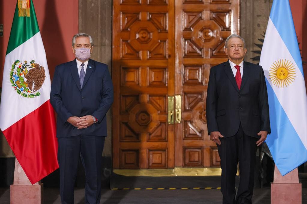 El presidente Alberto Fernández con su par de México, Andrés Manuel López Obrador (Foto: Presidencia)