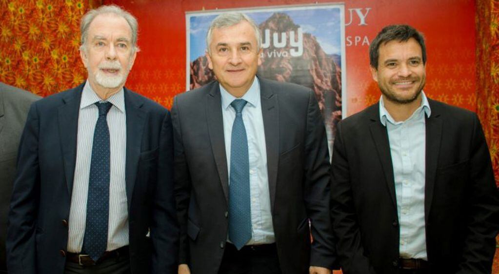 Javier González Fraga, Gerardo Morales y Federico Posadas, en la presentación de líneas de crédito del Banco Nación para el sector turístico de Jujuy