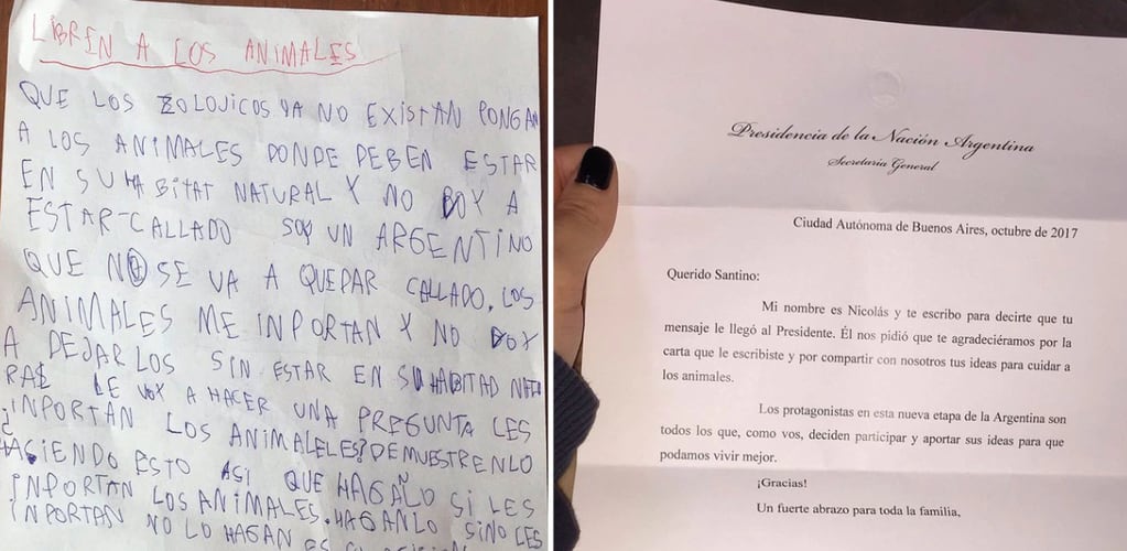 Carta que le escribió Santino a Mauricio Macri