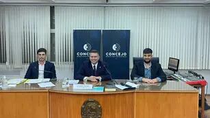 Las nuevas autoridades del Concejo: el presidente Lisandro Mársico, junto al secretario Nicolás Abdala y el prosecretario Franco Laorden