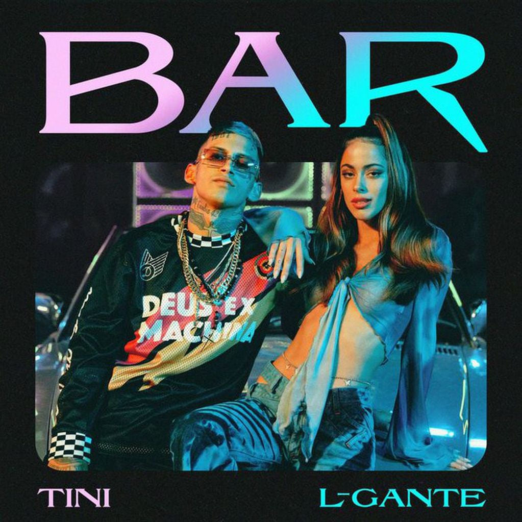 Tini y L-Gante en la portada de su canción "Bar”.
