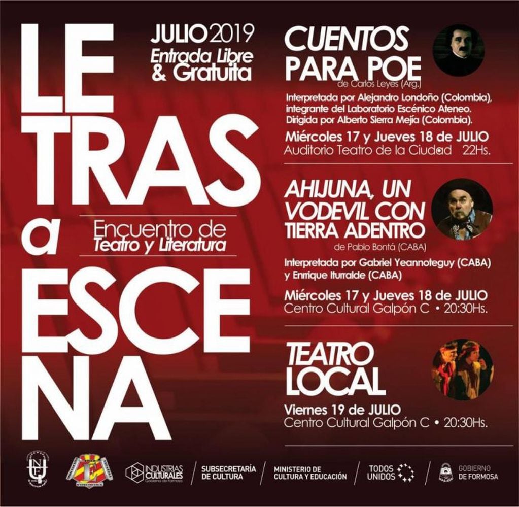 Entre los días 17, 18 y 19 de julio próximos, se llevará a cabo en nuestra ciudad, y con extensión a la República del Paraguay, el Primer Encuentro de Teatro y Literatura “Letras a escena”