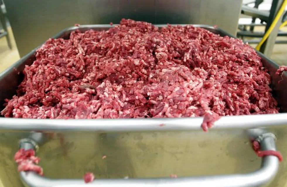 A bin of ground beef is seen at a meat processing facility in Riverside, California in this file photo taken March 29, 2012.  A Kansas meatpacker has recalled 50,100 pounds of ground beef that may be contaminated with the E. coli bacteria, the U.S. Department of Agriculture's Food Safety and Inspection Service said.  REUTERS/Alex Gallardo/Files  (UNITED STATES - Tags: FOOD BUSINESS) eeuu california  carne picada