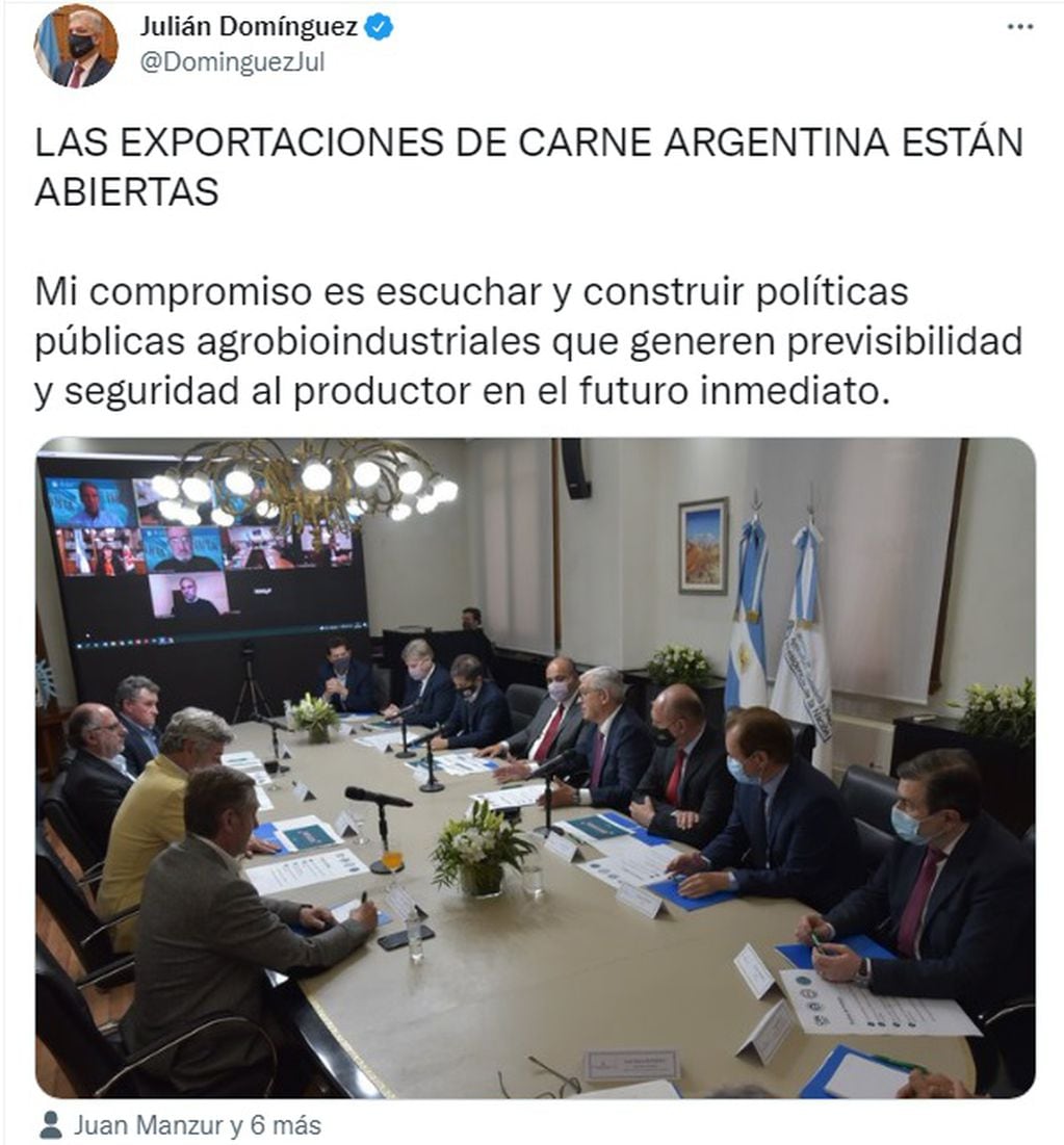 "Mi compromiso es escuchar y construir políticas públicas agrobioindustriales que generen previsibilidad y seguridad al productor en el futuro inmediato", dijo Domínguez.