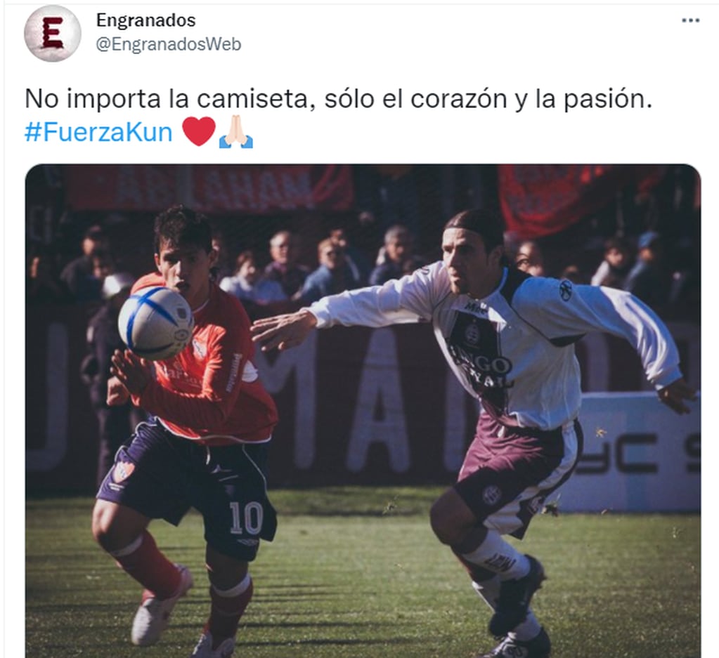 El Kun Agüero en los tiempos en que disputaba el torneo doméstico, con la camiseta de Independiente. Twitter @EngranadosWeb