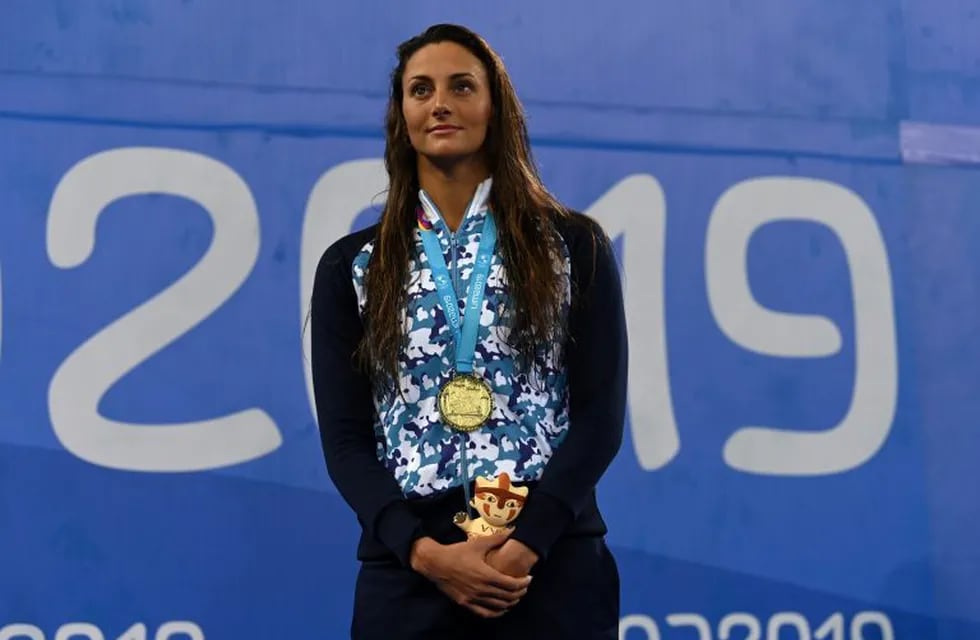 Virginia Bardach medalla de oro en los Juegos Panamericanos de Lima 2019. (Photo by Pedro PARDO / AFP)