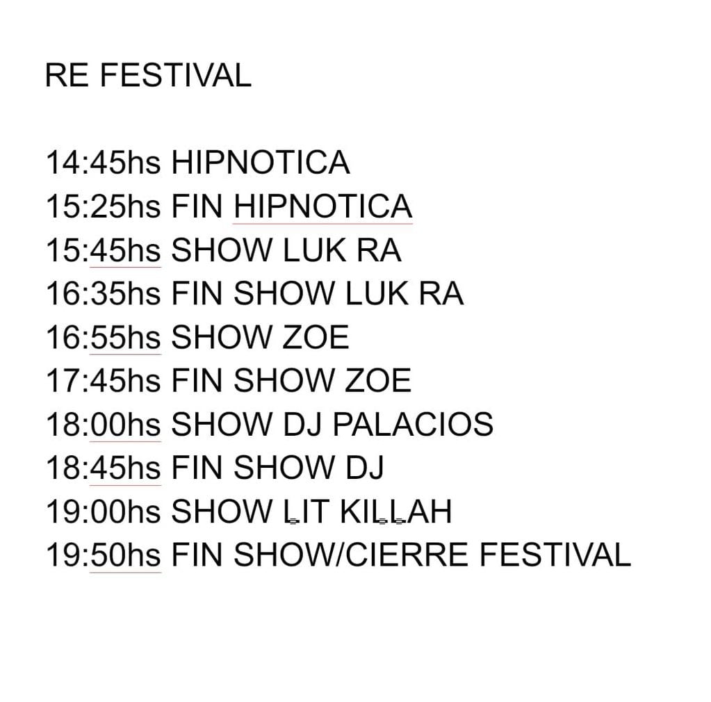 Los horarios del Re Festival. (Captura)