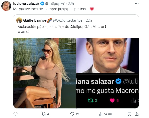 Luciana Salazar y un piropo para Emmanuel Macron, el presidente francés