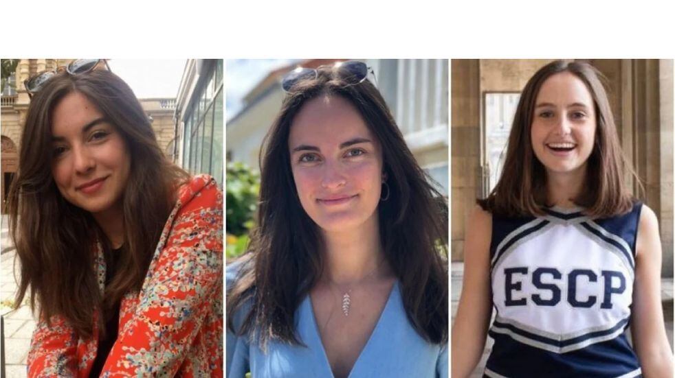Clemence Rameau (23), Anne-Lise Dumas (23) y Lwana Margaux Adrianne Bichet (25), que falleció este domingo, las tres estudiantes francesas que sufrieron el accidente. Foto: La Voz.