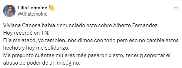 Lilia Lemoine recordó el tenso momento entre Viviana Canosa y Alberto Fernández