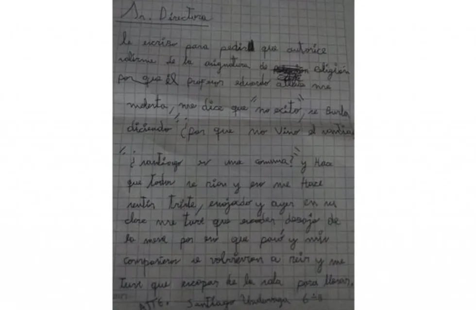 La desgarradora carta de un niño autista que sufría bullying por parte de un profesor (Foto: captura Facebook)
