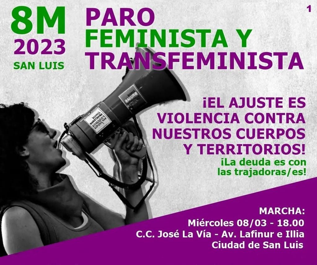 Movilización feminista por el 8M en San Luis