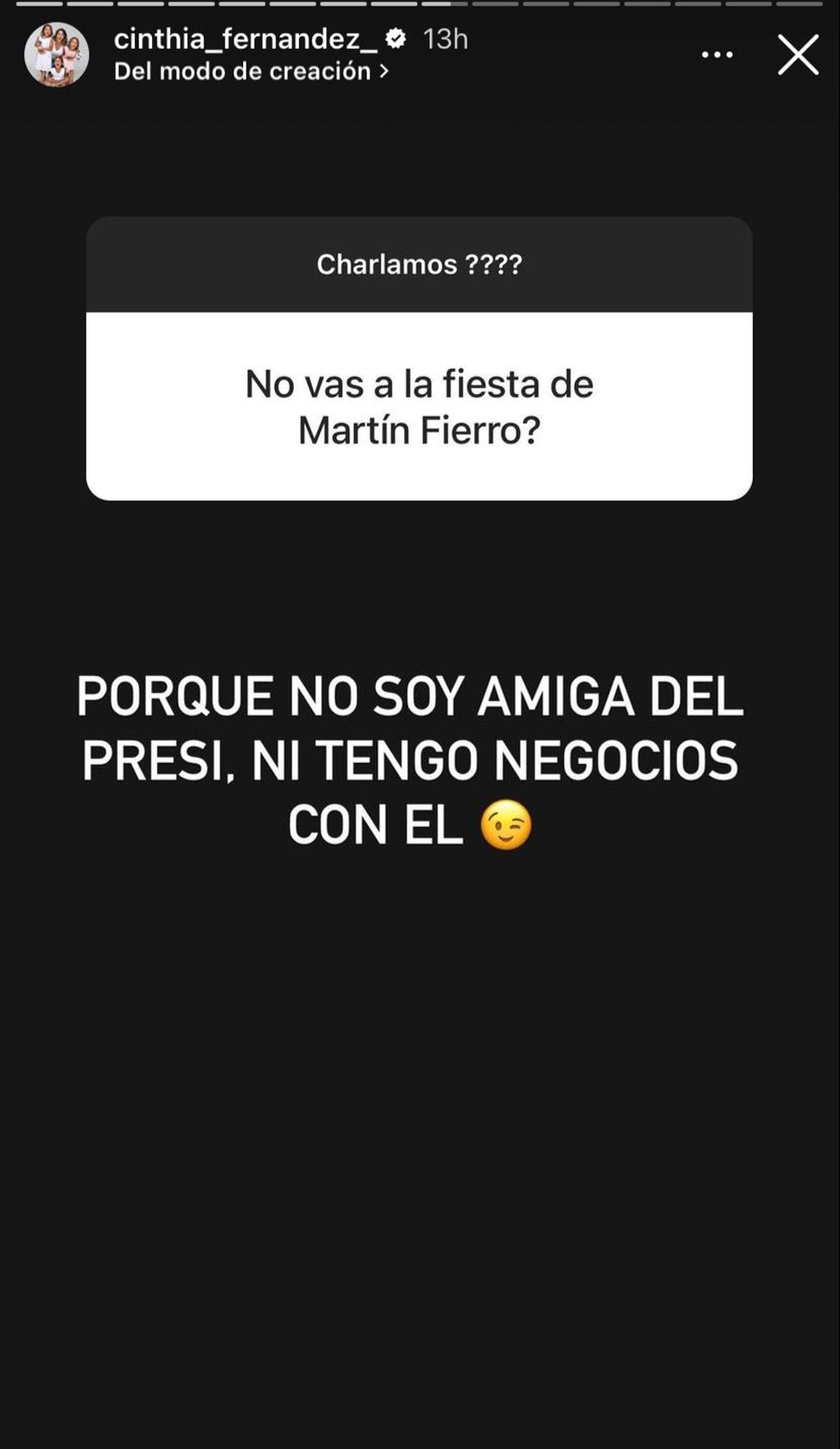 Cinthia Fernández habló de Luis Ventura en Instagram