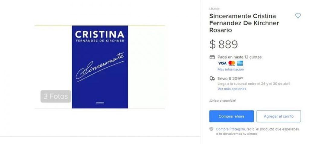 El libro de Cristina Kirchner ya se vende hasta un 50 por ciento más caro.