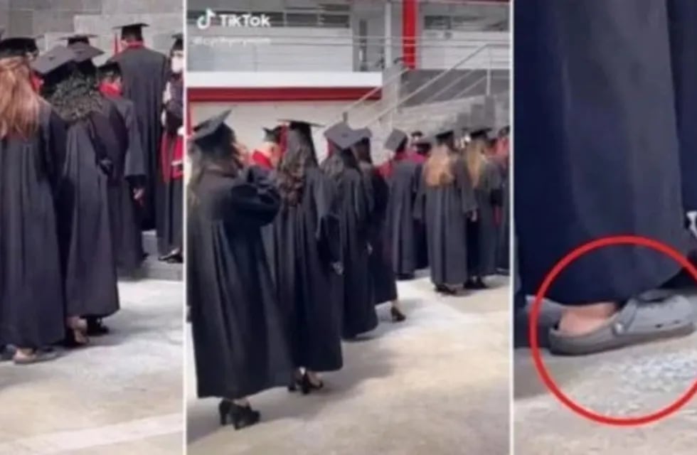 Se graduó en crocs y se hizo viral