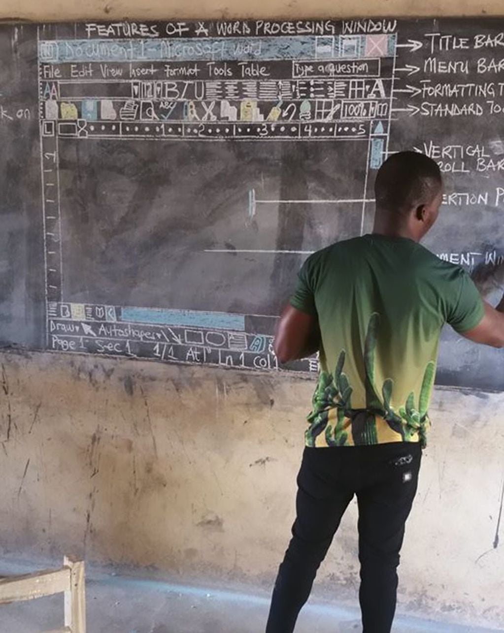 Profesor en Ghana enseña Word  sin computadoras