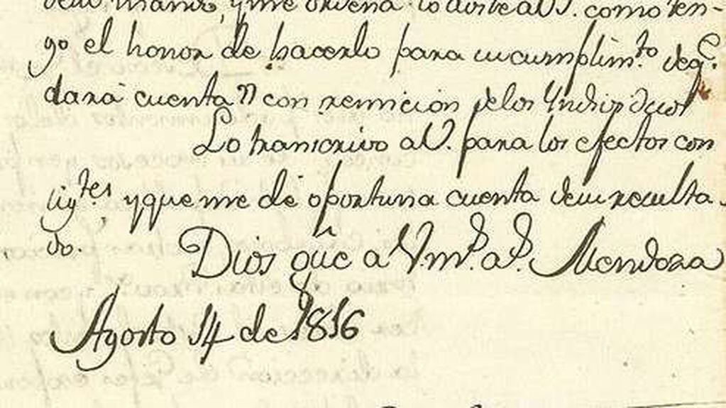 Carta de el General San Martín a Malvinas