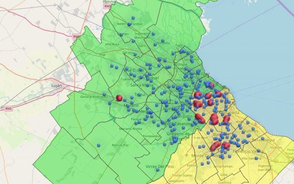 El mapa de las zonas afectadas (Fuente: ENRE)