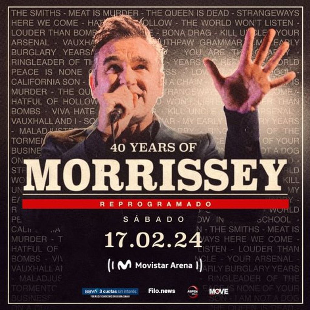 La nueva fecha de presentación de Morrissey en el Movistar Arena