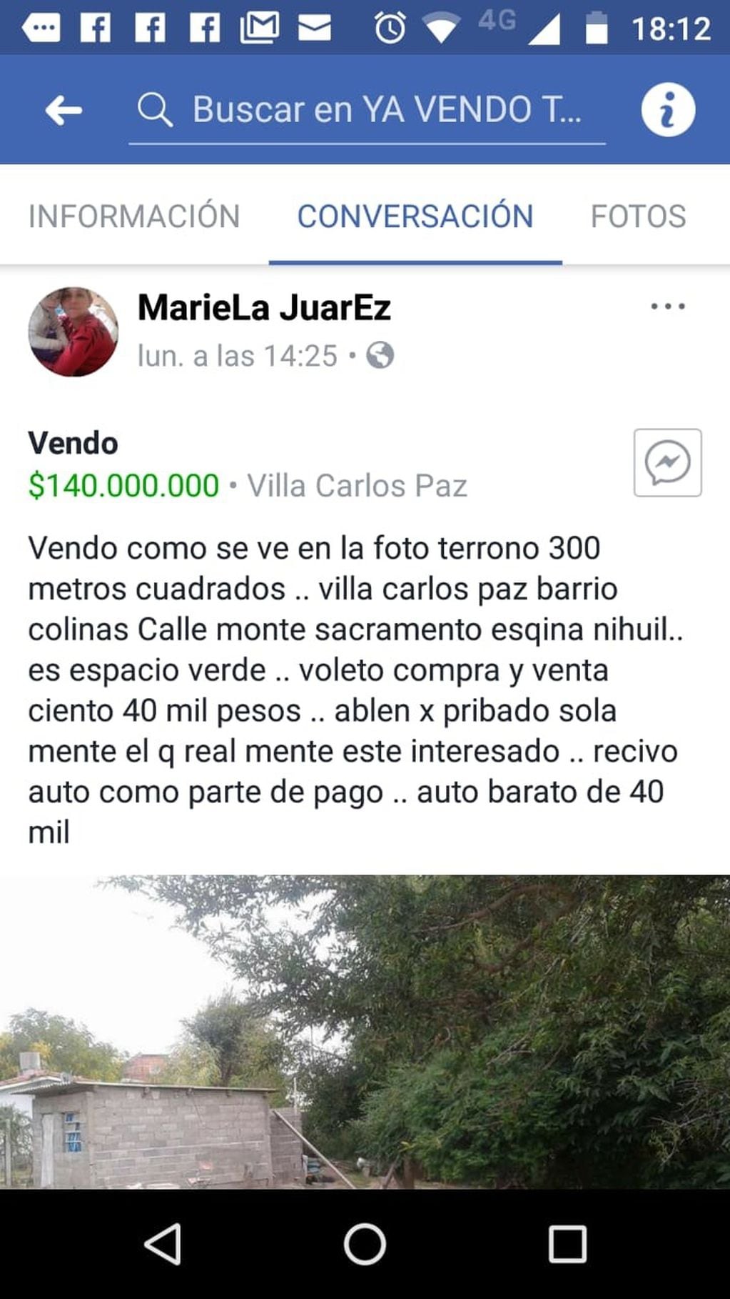 Los usurpadores venden los terrenos en Internet ante la amenaza por desalojos en el barrio Colinas de Villa Carlos Paz.