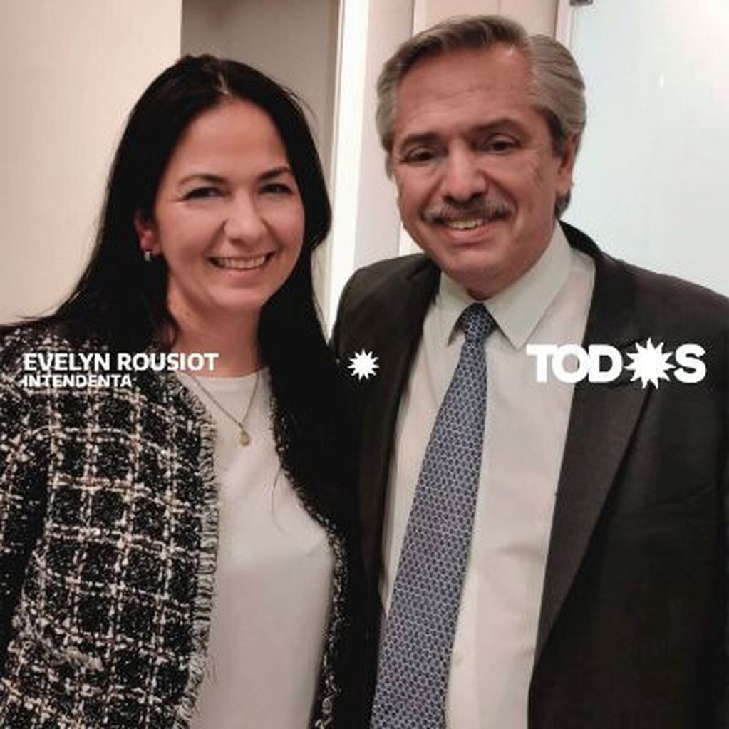 Evelyn Rousiot junto a Alberto Fernández (web).