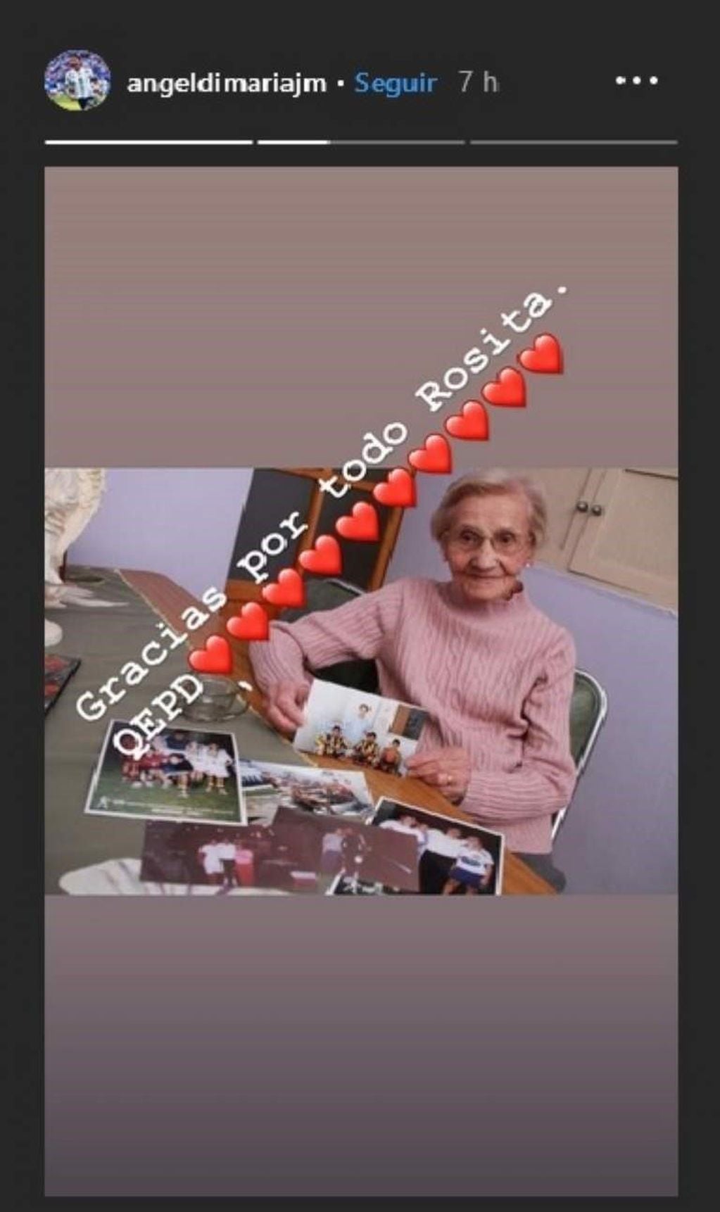 El jugador de la Selección utilizó su Instagram para despedir a la abuela sanjuanina.