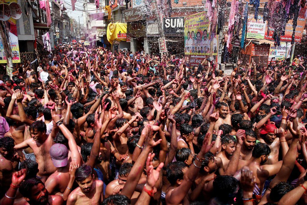 Celebración religiosa de Praygraj en marzo de 2021. (AP)