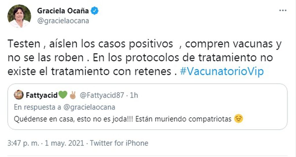 Graciela Ocaña, también enojada. (Foto Captura Twitter)