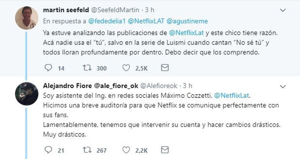Martín Seefeld y Alejandro Fiore participaron del "caso". (Captura Twitter)