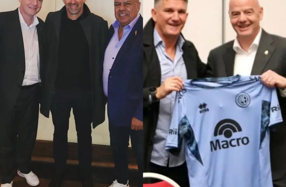 Talleres, Belgrano e Instituto con Infantino. El presidente de Fifa fue invitado a la reunión de Liga Profesional y el Luifa Artime le obsequio una camiseta del Pirata (IG: @rodrigescribano y luifaartime).