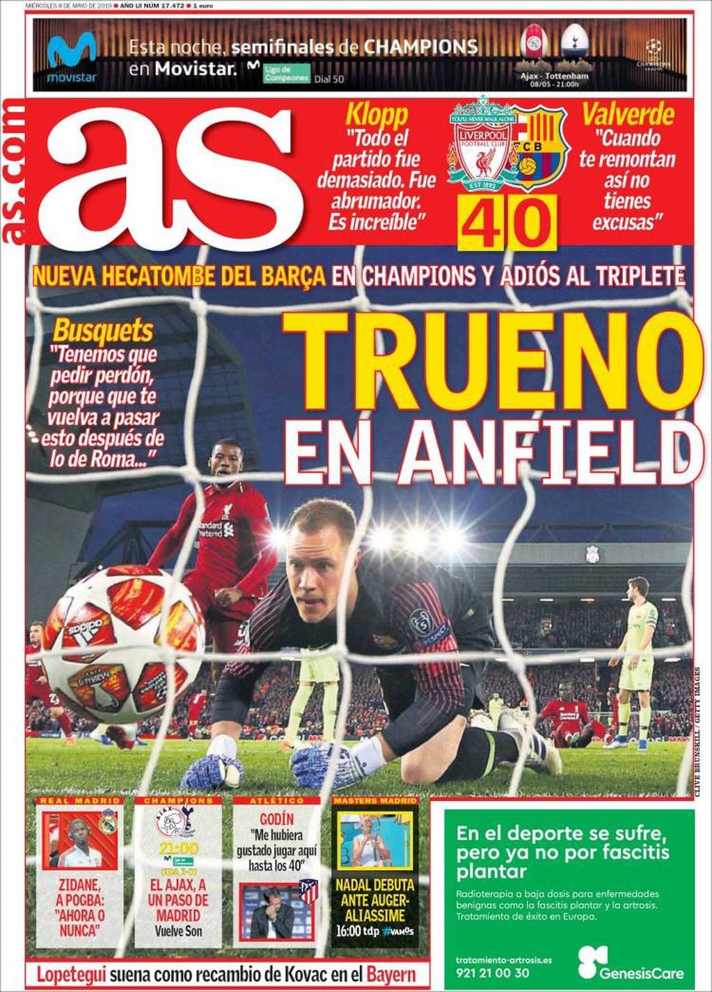 Los medios deportivos de España, lapidarios con el Barcelona tras el papelón frente al Liverpool.
