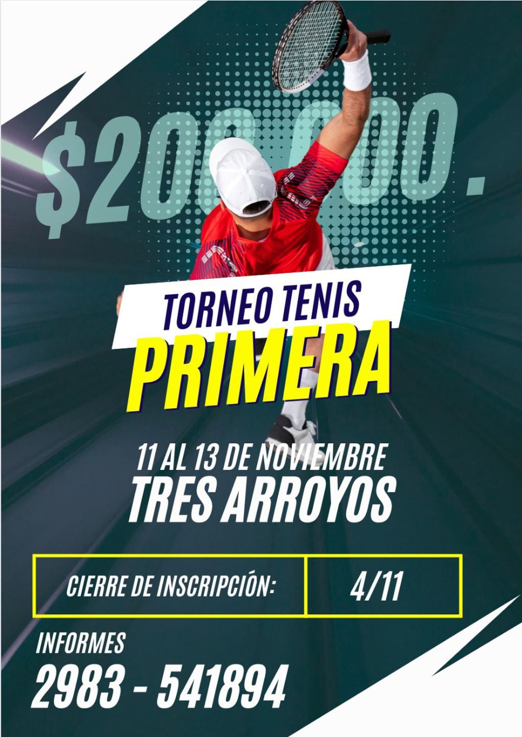 El Club Costa Sud de Tres Arroyos organiza un torneo de Tenis rentado