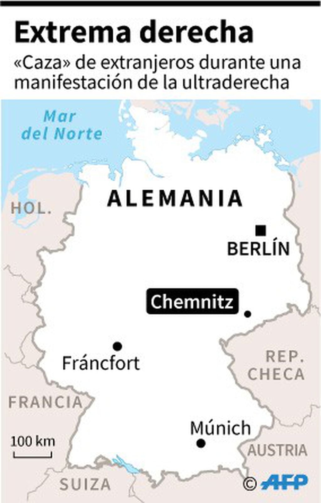 Mapa de Alemania localizando Chemnitz