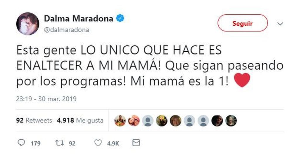 Los dichos de Dalma Maradona contra Matías Morla (Twitter)