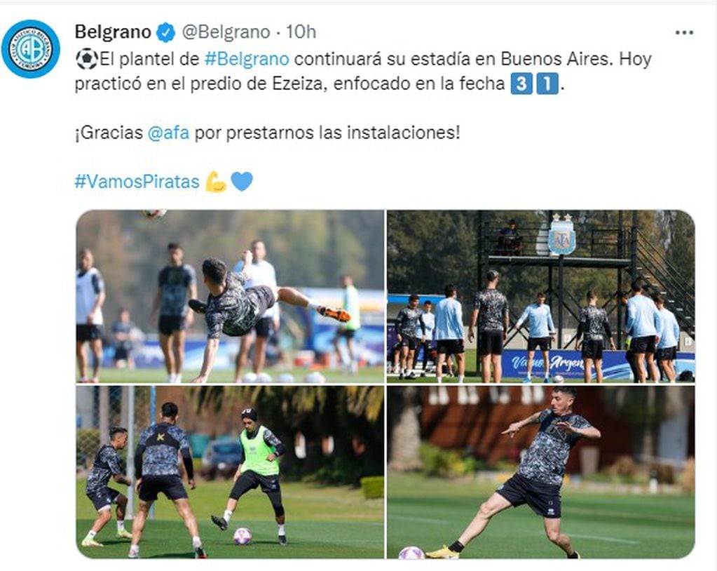 Los jugadores de Belgrano se sacaron de encima el partido con Quilmes en Ezeiza.