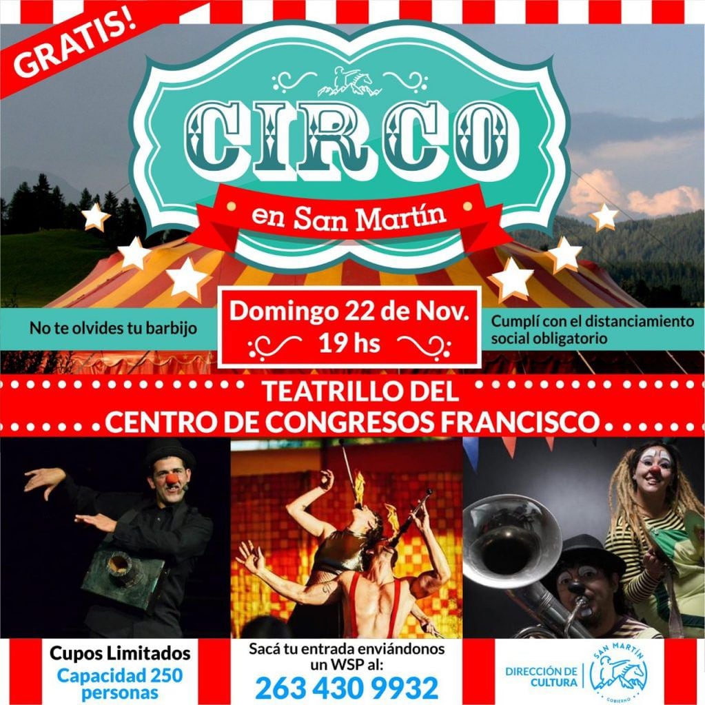 El panfleto de promoción del circo que se presentará el domingo en el departamento de San Martín.