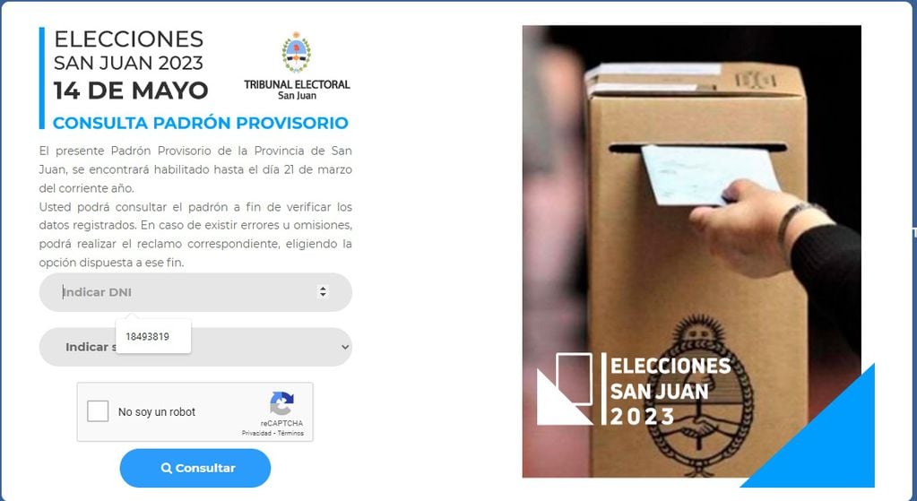 San Juan ya cuenta con el Padrón electoral provisorio 2023