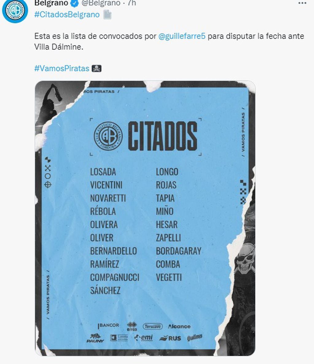 En la lista de Belgrano, la sorpresa es la ausencia de Alex Ochoa. Y habría más cambios.